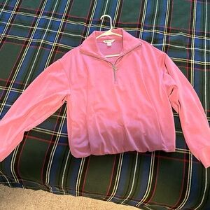 Athleta Seasoft 1/4 Zip Bubble Hem Sweatshirt S in lotus